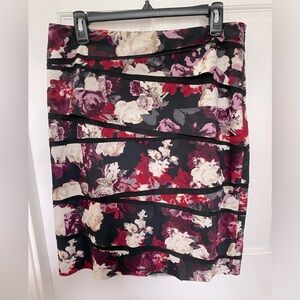 White House Black Market. Pencil Skirt. Size 10. Black, cream, purple, pink